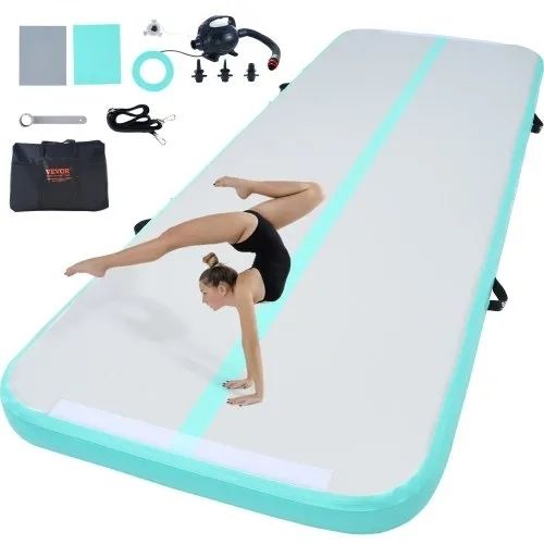 Gymnastics Air Mat, 4 inch Thickness Inflatable Gymnastics Tumbling Mat, Tumble Track with Electric Pump, Training Mats for Home