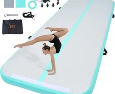 Gymnastics Air Mat, 4 inch Thickness Inflatable Gymnastics Tumbling Mat, Tumble Track with Electric Pump, Training Mats for Home
