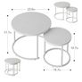 Set of 2 End Table, Nesting Tables, Side Table with Metal Frame for Living Room/Bedroom/Balcony/Office/Apartment, Diameter 23.6/15.7 IN White Frame, White Top Image 3