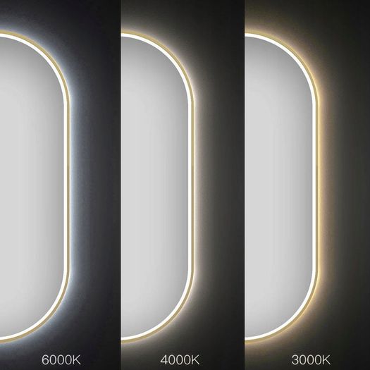 LED Bathroom Mirror Oval Gold Frame Antifog Fog Free Dual LED