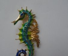 Seahorse enamel brooch, Jewellery, Brooch, Gift