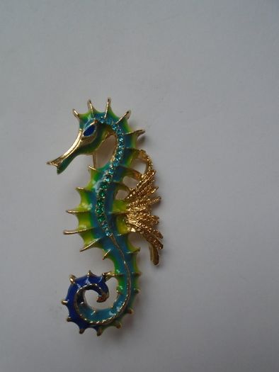 Seahorse enamel brooch, Jewellery, Brooch, Gift