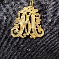 14K Gold Letter M necklace Pendant