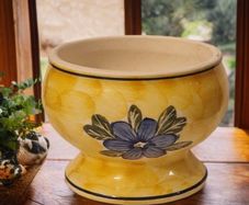 Vibrant Hand-Painted Ceramic Cafe au Lait Pinch Bowl.