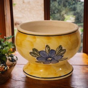 Vibrant Hand-Painted Ceramic Cafe au Lait Pinch Bowl.