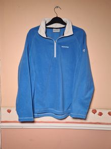 womens CRAGHOPPERS fleece Quarter zip top sweater jumper Size UK 14 EU 40 light blue white