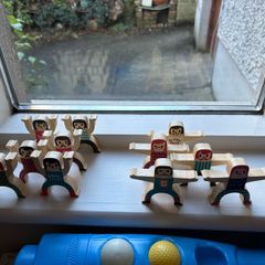 wooden acrobat figures