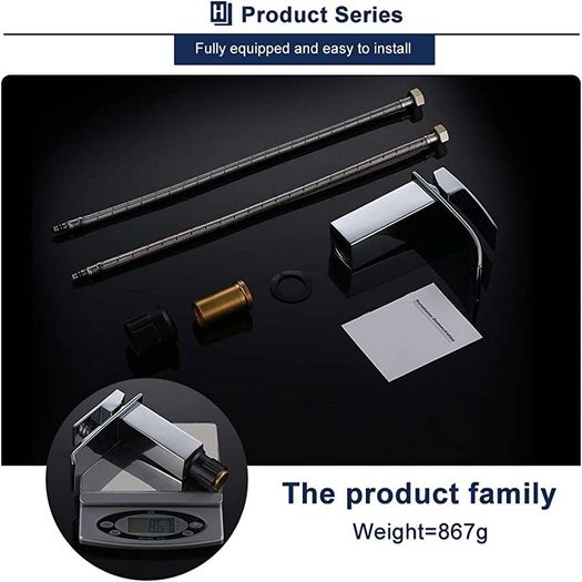 Bathroom Waterfall Water Tap Chrome Lavatory Tap Bath Fittings Washbasin Fittings Single-Lever Mixer Washbasin Faucet (FREE POSTAGE)