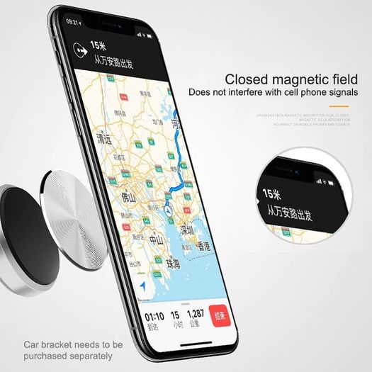 Magnetic Phone Holder Metal Plate Silver Adhesive Disc 33mm