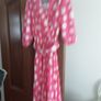ladies pink pleated belted dress Image 2