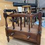 Vintage Wooden Canterbury Magazine  Newspaper Rack with Drawer Image 2