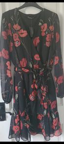 Chiffon Black Floral Dress 14