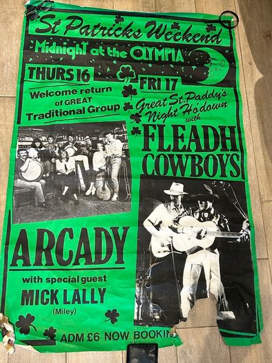 Fleadh Cowboys large poster midnight at the Olympia plus Arcady