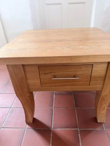 Free Solid Wood Square Side Table with Drawer
