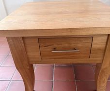 Free Solid Wood Square Side Table with Drawer