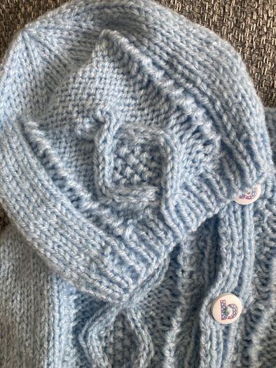 Blue cardigan and hat NB