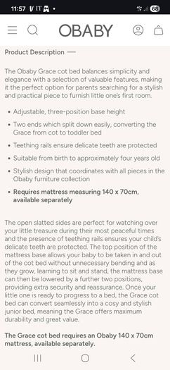 Obaby Grace Cot