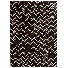 Rug Genuine Leather Patchwork 120x170 cm Chevron Black/White