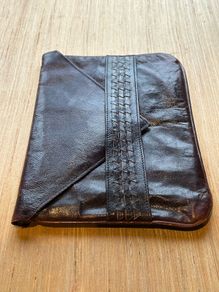 Vintage Leather Envelope Clutch / Underarm Bag