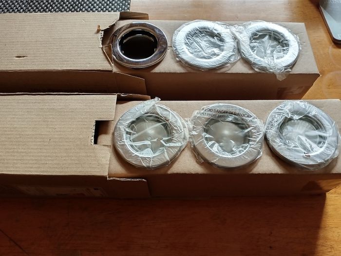 Lights -  2 x triple sets of Recess Down light Kits Chrome