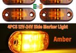 x4 Pcs12V-24V LED Amber Orange Side Marker Board Lights Trailer Truck Van Bus Camper