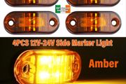 x4 Pcs12V-24V LED Amber Orange Side Marker Board Lights Trailer Truck Van Bus Camper
