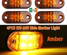 x4 Pcs12V-24V LED Amber Orange Side Marker Board Lights Trailer Truck Van Bus Camper