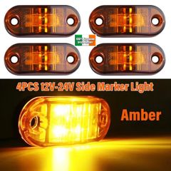 x4 Pcs12V-24V LED Amber Orange Side Marker Board Lights Trailer Truck Van Bus Camper