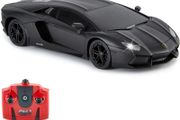 Lamborghini Aventador Official Licensed Remote Control Car with Working Lights, Radio Controlled On Road RC Car 1:24 Scale, 2.4Ghz Matte Black (FREE POSTAGE)
