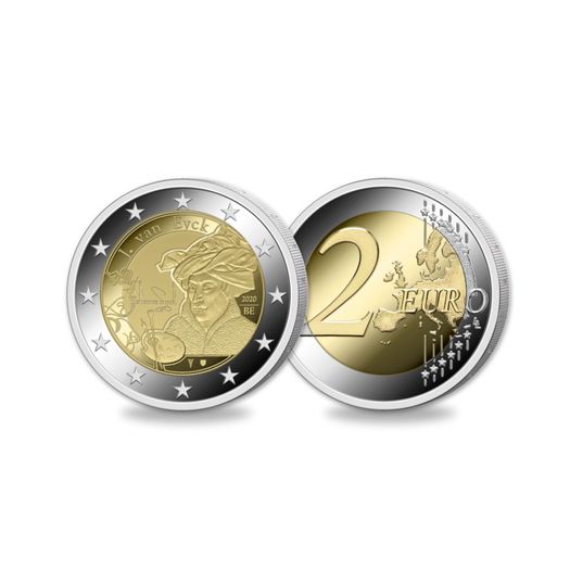 Belgium 2 Euro Commemorative Coin 2020 - Jan van Eyck. Coincard. BU
