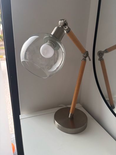 Adjustable Wood & Glass Desk Lamp