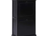 Shoe Cabinet Black 50x28x98 cm Paulownia Wood