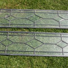 Pair of Vintage Leaded Stained Glass Window