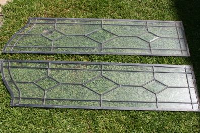 Pair of Vintage Leaded Stained Glass Window