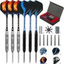 Steel Darts Set, Professional 23g Darts Tip with Non-Slip Stainless Steel Shaft, Poly Flights, PVC Shafts, Dart Sharpener, Rubber Rings, Flight Protecter, with Gift Box Image 2