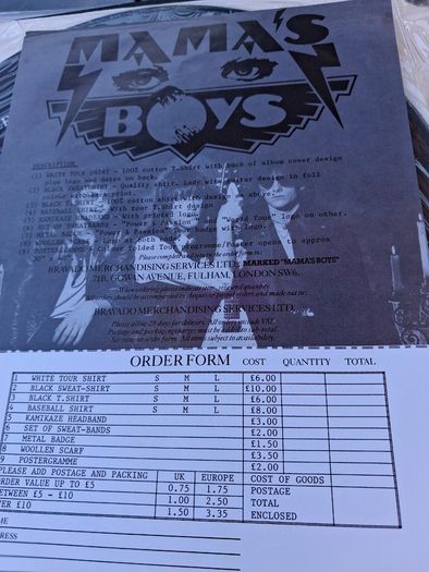 Mama's Boys - Power and Passion - vinyl LP plus picture vinyl 12" plus merchandise form/ tour dates