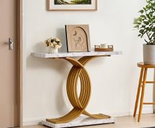 Narrow Console Sofa Table, 39.4 inches Behind Couch Table, 1-Tier Long Entryway Table and Skinny Hallway Table, Narrow Sofa Table with Metal Frame, for Entryway, Hallway, Living Room & Bedroom