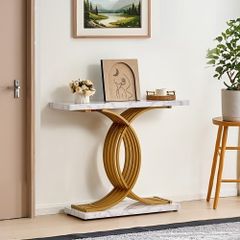 Narrow Console Sofa Table, 39.4 inches Behind Couch Table, 1-Tier Long Entryway Table and Skinny Hallway Table, Narrow Sofa Table with Metal Frame, for Entryway, Hallway, Living Room & Bedroom