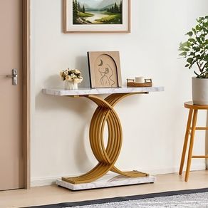 Narrow Console Sofa Table, 39.4 inches Behind Couch Table, 1-Tier Long Entryway Table and Skinny Hallway Table, Narrow Sofa Table with Metal Frame, for Entryway, Hallway, Living Room & Bedroom