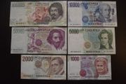 Italy: 6 Notes: 100000l+50000l+10000l+5000l+2000l+1000l (1984-1994) Good Condition!