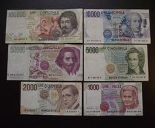 Italy: 6 Notes: 100000l+50000l+10000l+5000l+2000l+1000l (1984-1994) Good Condition!