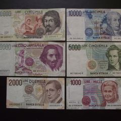 Italy: 6 Notes: 100000l+50000l+10000l+5000l+2000l+1000l (1984-1994) Good Condition!