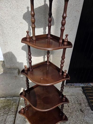 Vintage 5 Tier Wooden Corner Shelf