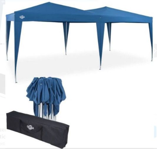 3 x 6 m Pop-Up Blue Gazebo Water-Repellent Includes Bag UV Protection
