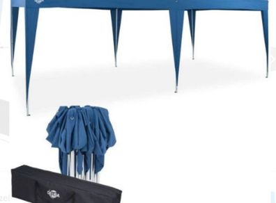 3 x 6 m Pop-Up Blue Gazebo Water-Repellent Includes Bag UV Protection
