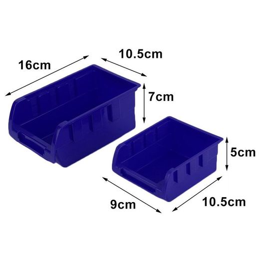 30pc Plastic Wall Mounted Storage Bin Kit Garage Workshop Shed Bins Rack Blue