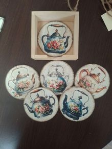 Set of 6 Wooden Coasters in a Box