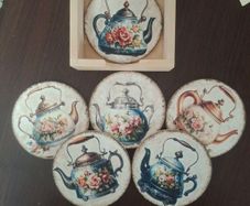 Set of 6 Wooden Coasters in a Box
