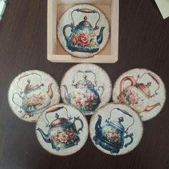 Set of 6 Wooden Coasters in a Box