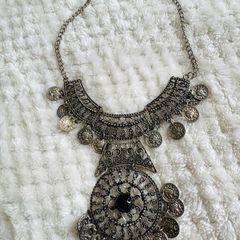 Boho Tribal Vintage-Style Statement Necklace with Coin Charms